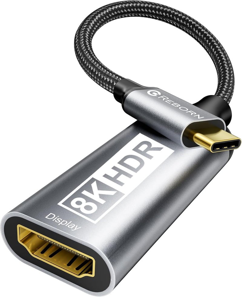 REBORN USB-C to HDMI 2.1 Adapter 8K@60Hz, Type C to HDMI Converter 4K@144Hz [Thunderbolt 3/4 Compatible] - Supports 48Gbps, Adapter HDMI for MacBook Pro/Air, iPad, Other USB-C Laptops - Image 1